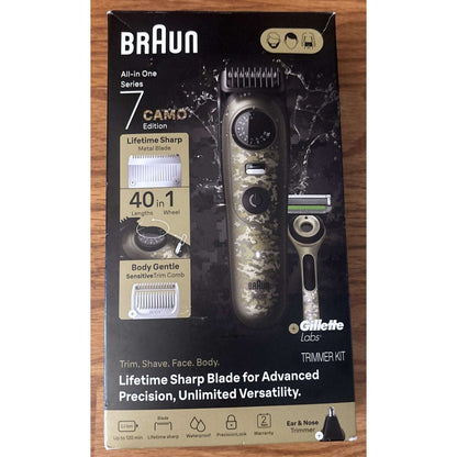 Braun AIO7550 All-in One Series 7 Waterproof Trimmer Kit Camo Edition - NEW OB