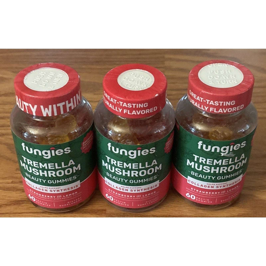 3 x Fungies Tremella Mushroom Collagen Beauty Gummies STRAWBERRY-LEMON 60Ct(180)