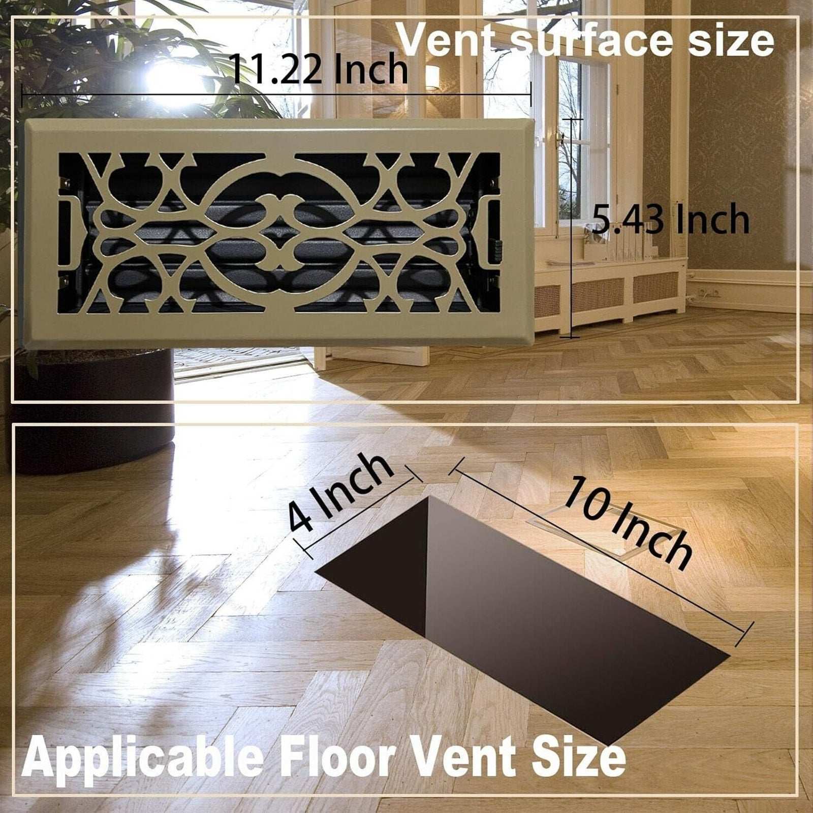 2-Pk 4" X 10" Floor Vent Registers Decorative Heavy Duty Floor Air Covers Bronze