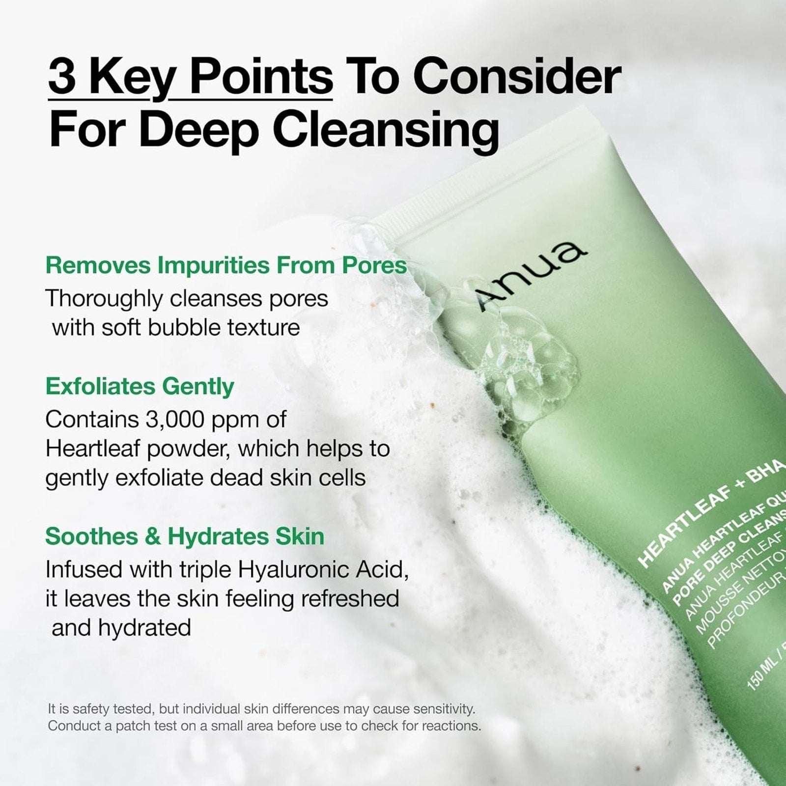 3 x Anua Heartleaf BHA Deep Cleansing Foam Cleanser for Clogged Pores 150ml