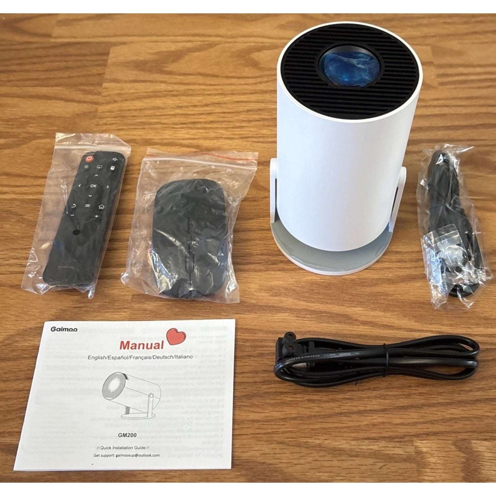 Gaimoo 1080P FHD 4K Home Theater Projector WiFi Bluetooth w Mouse, Remote Bundle