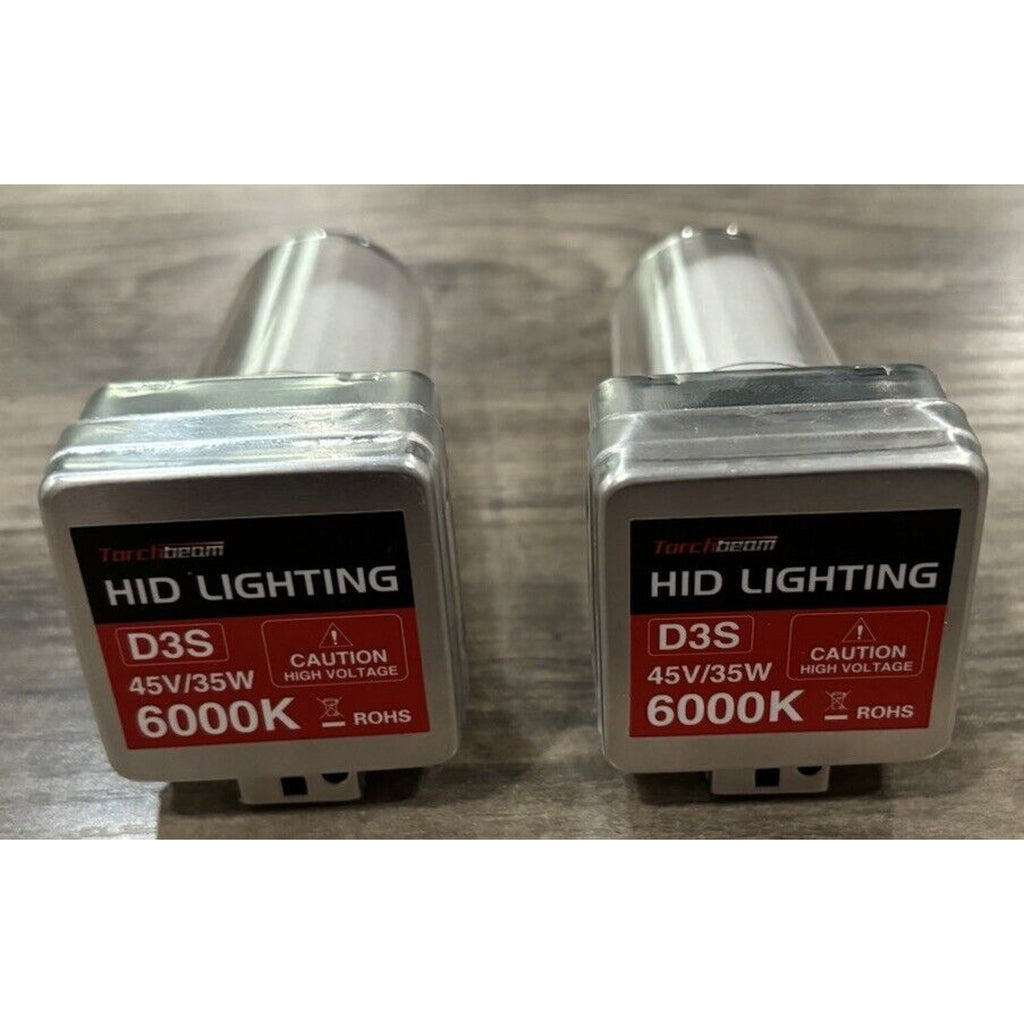 Torchbeam D3S HID Bulbs 6000K Cool White High/Low Beam Xenon w Metal Stents 2-PK