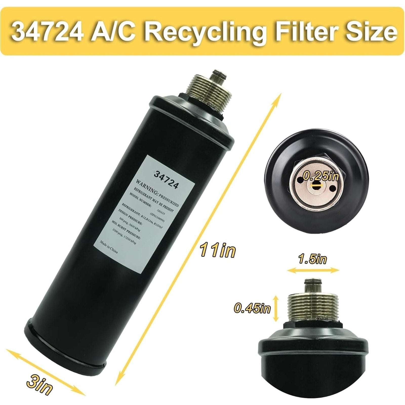 34724 A/C Recycling Filter-Drier Spin-on Filter Compatible with Robinair 34724