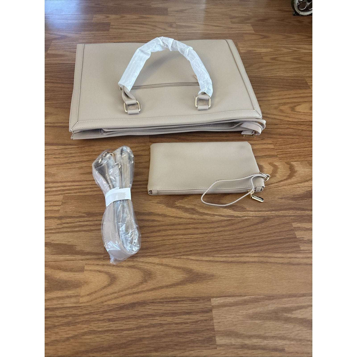 LOVEVOOK Laptop Tote Bag for Women Work, 15.6" Computer Briefcase Apricot/Beige
