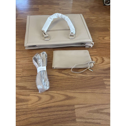 LOVEVOOK Laptop Tote Bag for Women Work, 15.6" Computer Briefcase Apricot/Beige