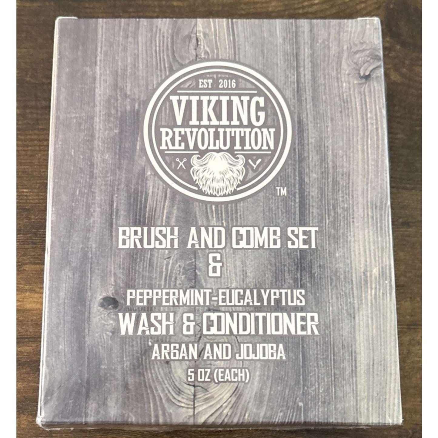 Viking Revolution Brush, Comb w/ Beard Wash & Conditioner Set Argan & Jojoba Oil