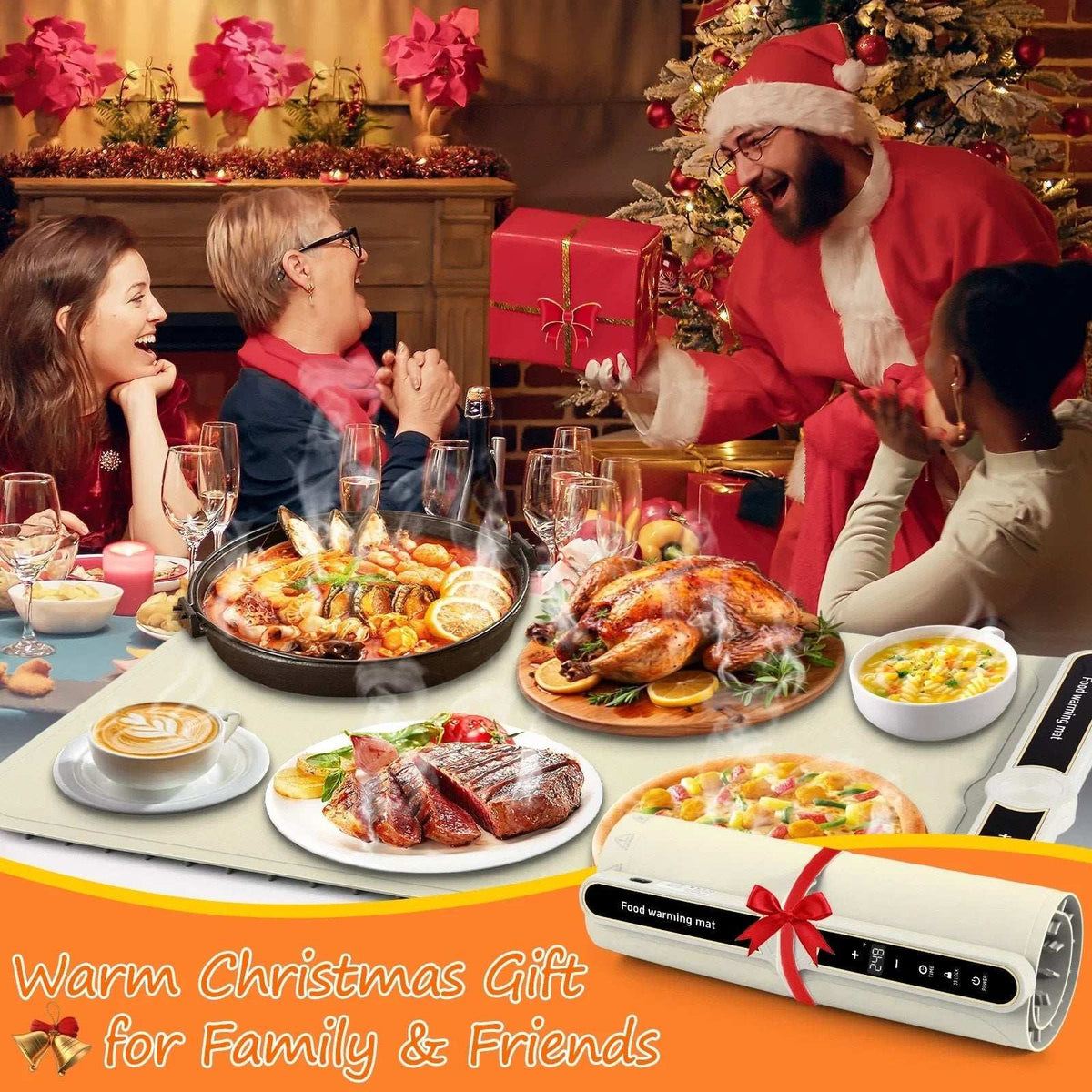 Electric Silicone Food Warming Mat 9 Temp/6 Timer Portable, Rollable, Child-Lock