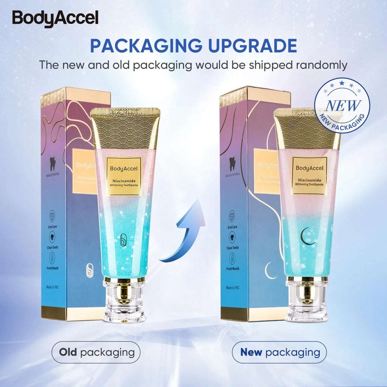2 Tubes BodyAccel Niacinamide Fluoride-Free Whitening Toothpaste 3.5oz Exp 2028