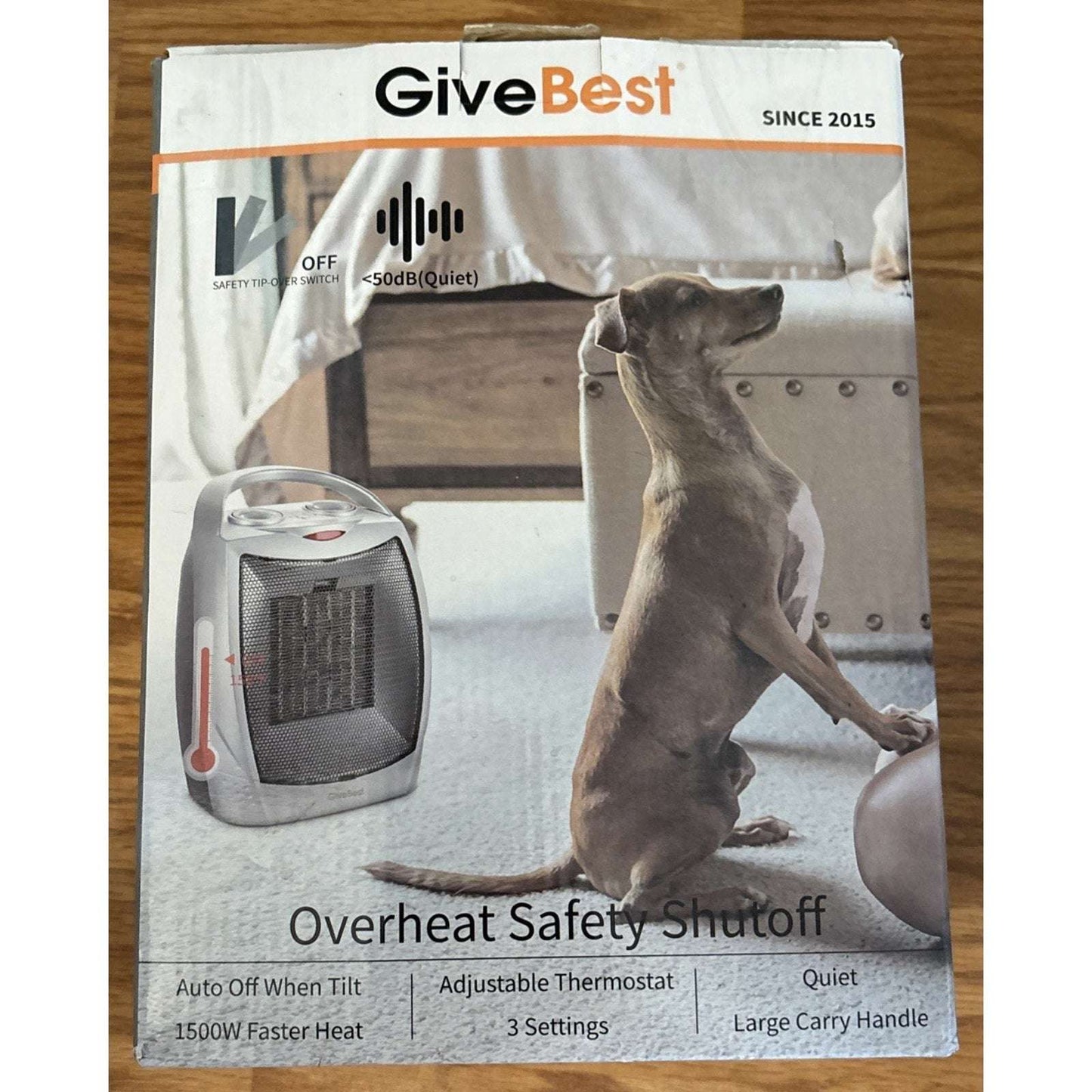 Electric Space Heater Fan w/ Adj Thermostat 1500W Overheat Protection Auto-Off