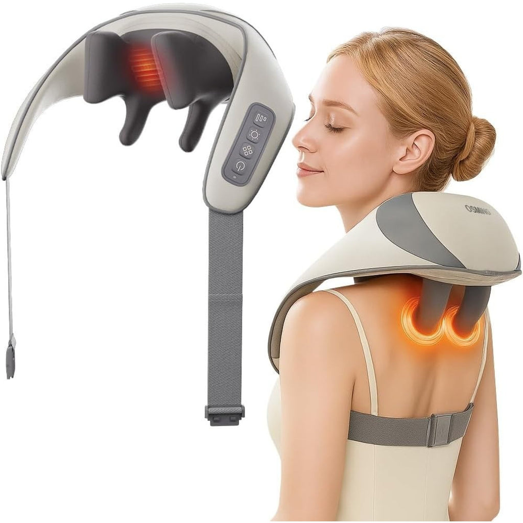 OSMING 6D Shiatsu Neck Massager w/ Heat Cordless Deep Tissue Back & Shoulder