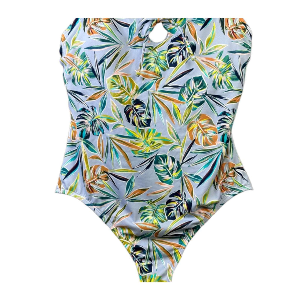 Beach Betty by Miracle Brands Blue Tropical Floral Keyhole SwimSuit X Large