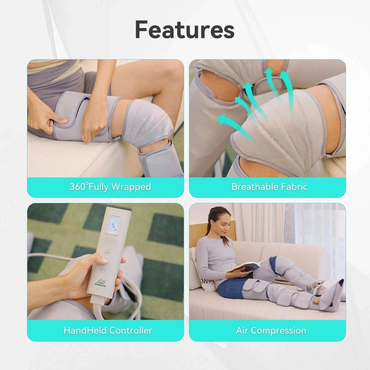 Snailax Air Compression Leg Massager with Heat Thighs, Calf, Knee, Foot Massager