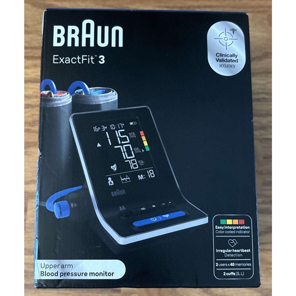 Braun ExactFit 3 Blood Pressure Monitor Large Display 2 Cuffs 80 Memory Slots