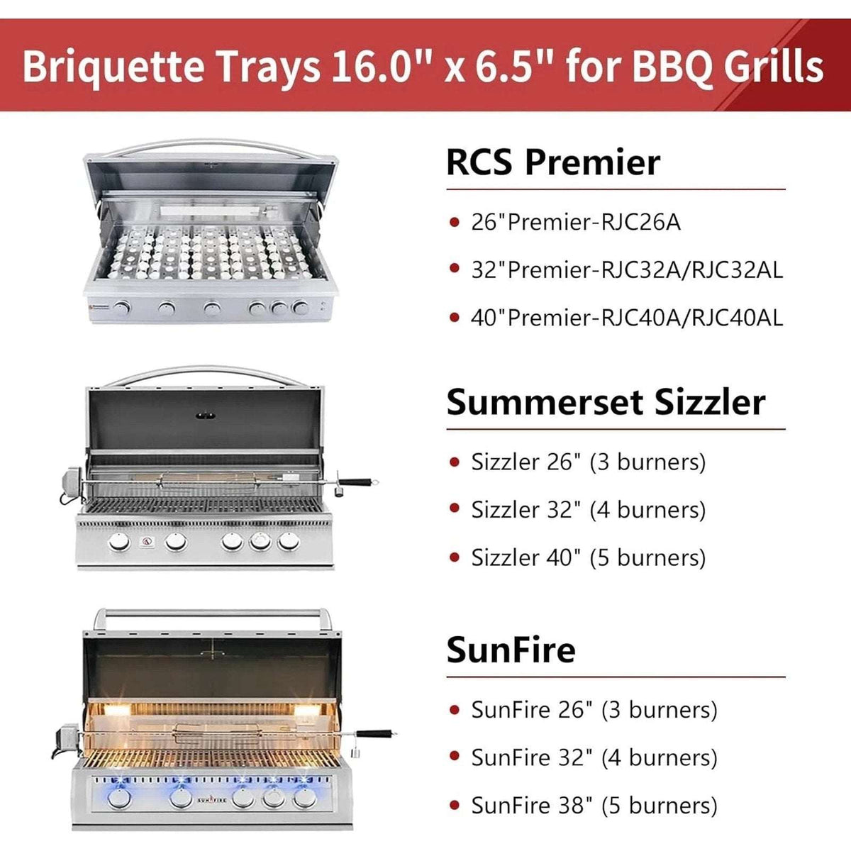 RJC009P Briquette Tray Grill Parts - RCS RJC32A RJC32AL RJC40A Summerset Sizzler