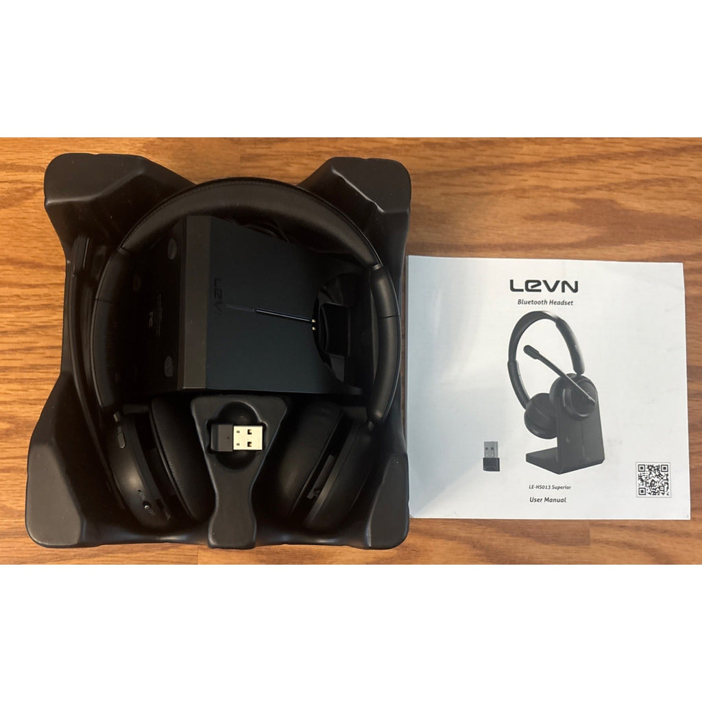 Levn LE-HS013 Superior Bluetooth Headset w/ Noise Cancellation + Charging Stand