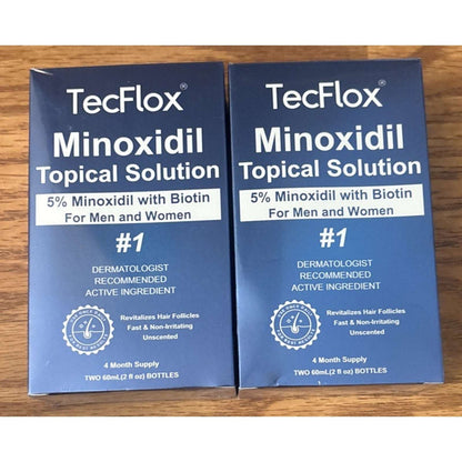 TecFlox 5% Minoxidil w/Biotin Hair Regrowth Treatment Men & Women 8-Month Supply