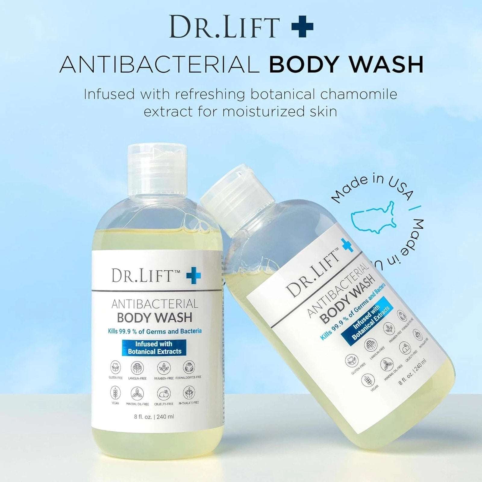 DR. LIFT Antibacterial Hydrating Body Wash, Refreshing Shower & Bath Cleanser