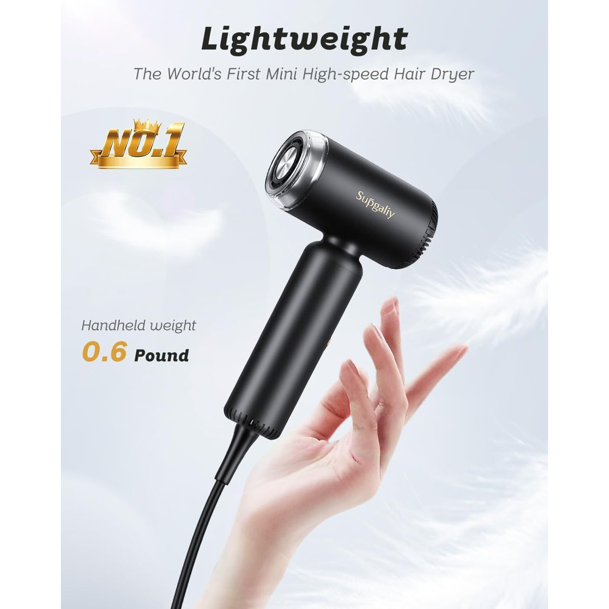Supgaliy H5 1500W High Speed Dual Voltage Mini Hair Dryer 2 Speeds 4 Temperature