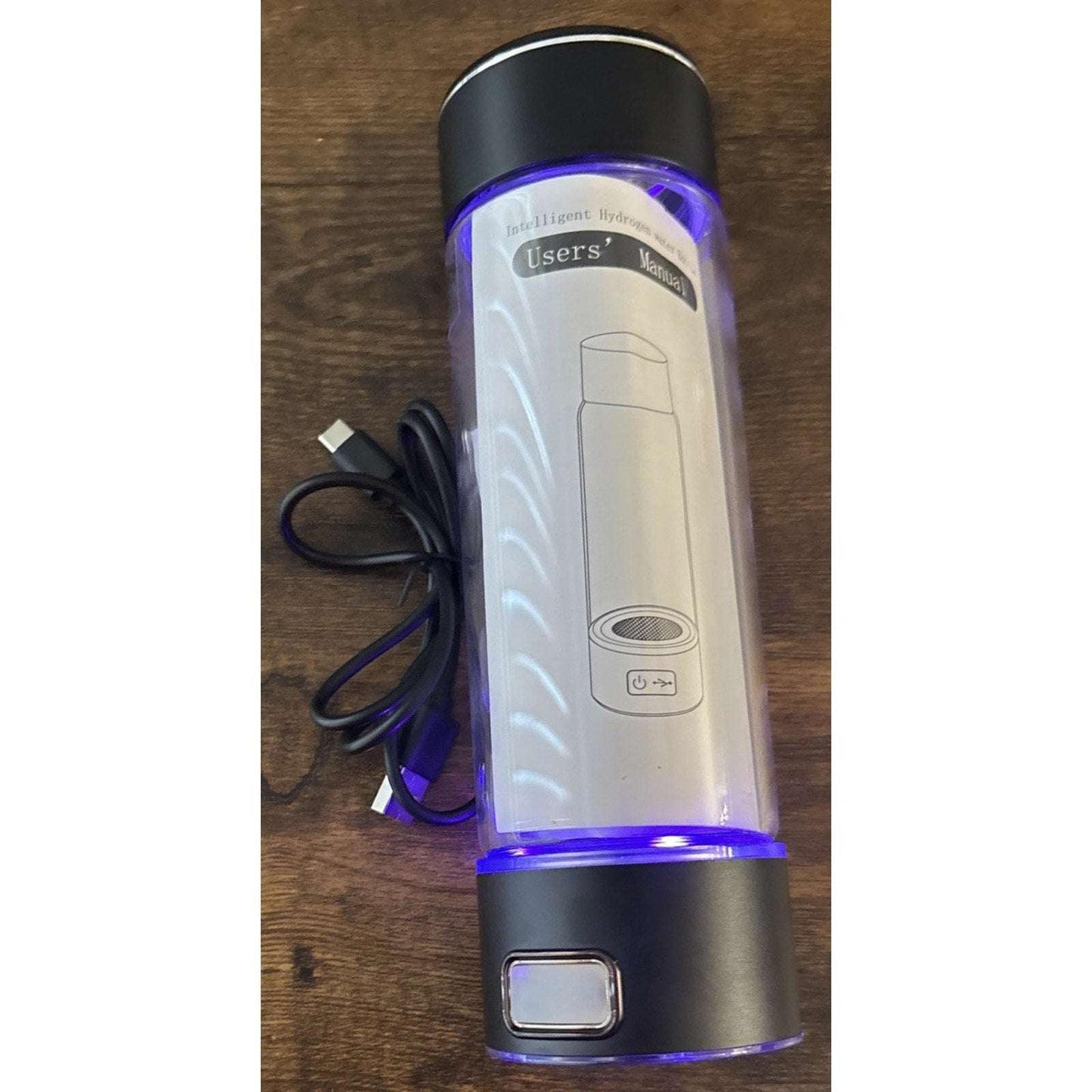 H2 Smart Hydrogen Water Bottle Generator - Rechargeable Portable Glass Black