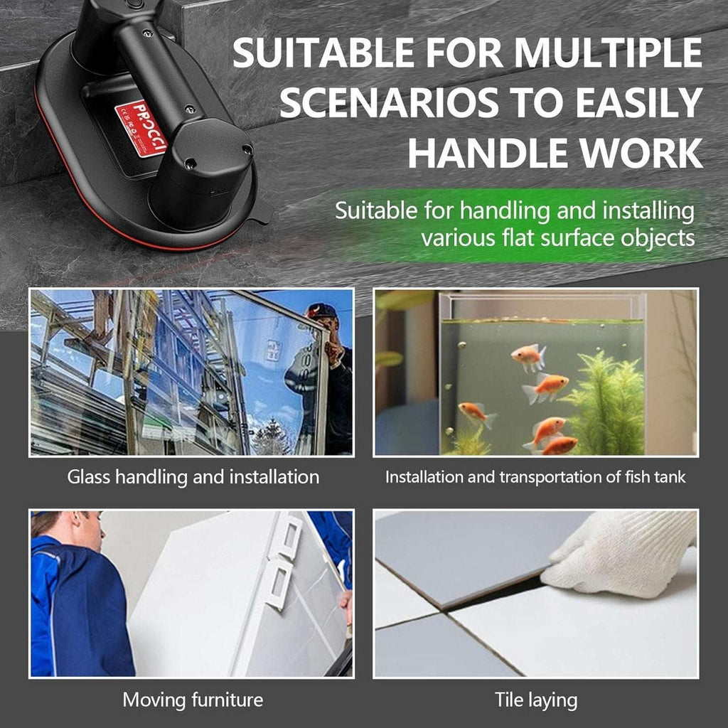 Electric Vacuum Suction Cup Lifting Tool Dual Motors 660lbs Glass Tile Granite