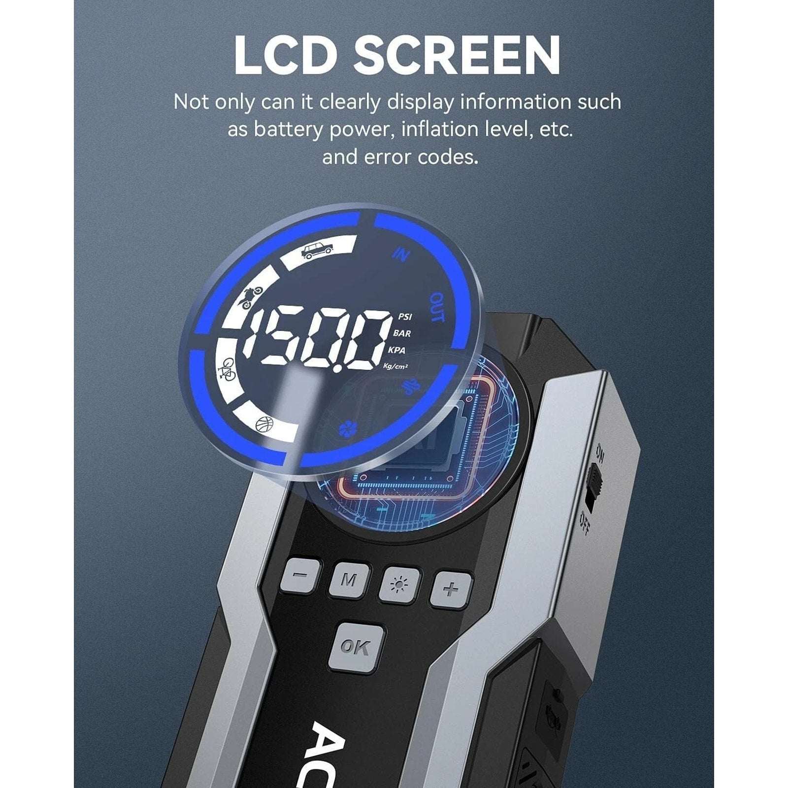 ACEZUK 150PSI 8000A 12V Car Battery Jump Starter, Air Compressor, 21800mAH Power