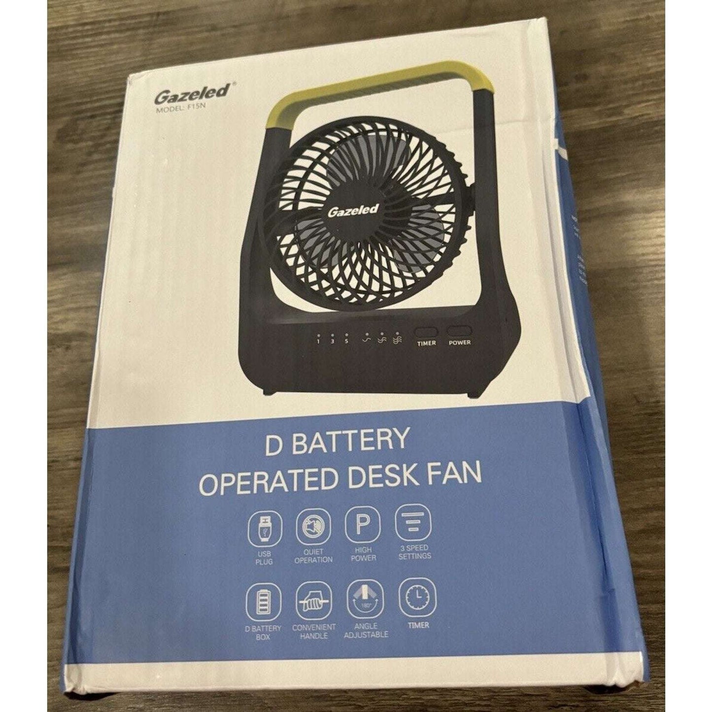 Battery Powered Fan, Portable Camping Fan w 3 Speeds Quiet 180° Rotation & Timer