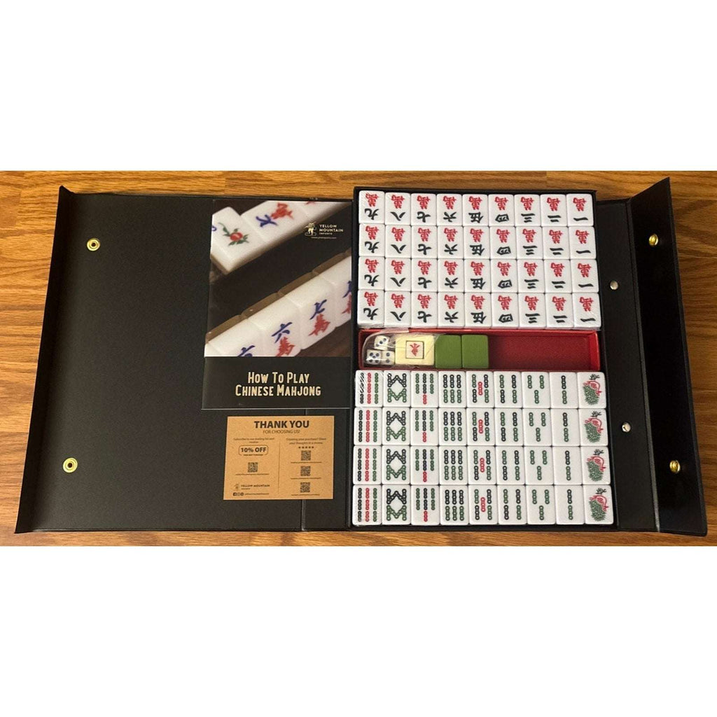 Yellow Mountain Rouge Heritage Chinese Mahjong Set, 146 Engraved Melamine Tiles