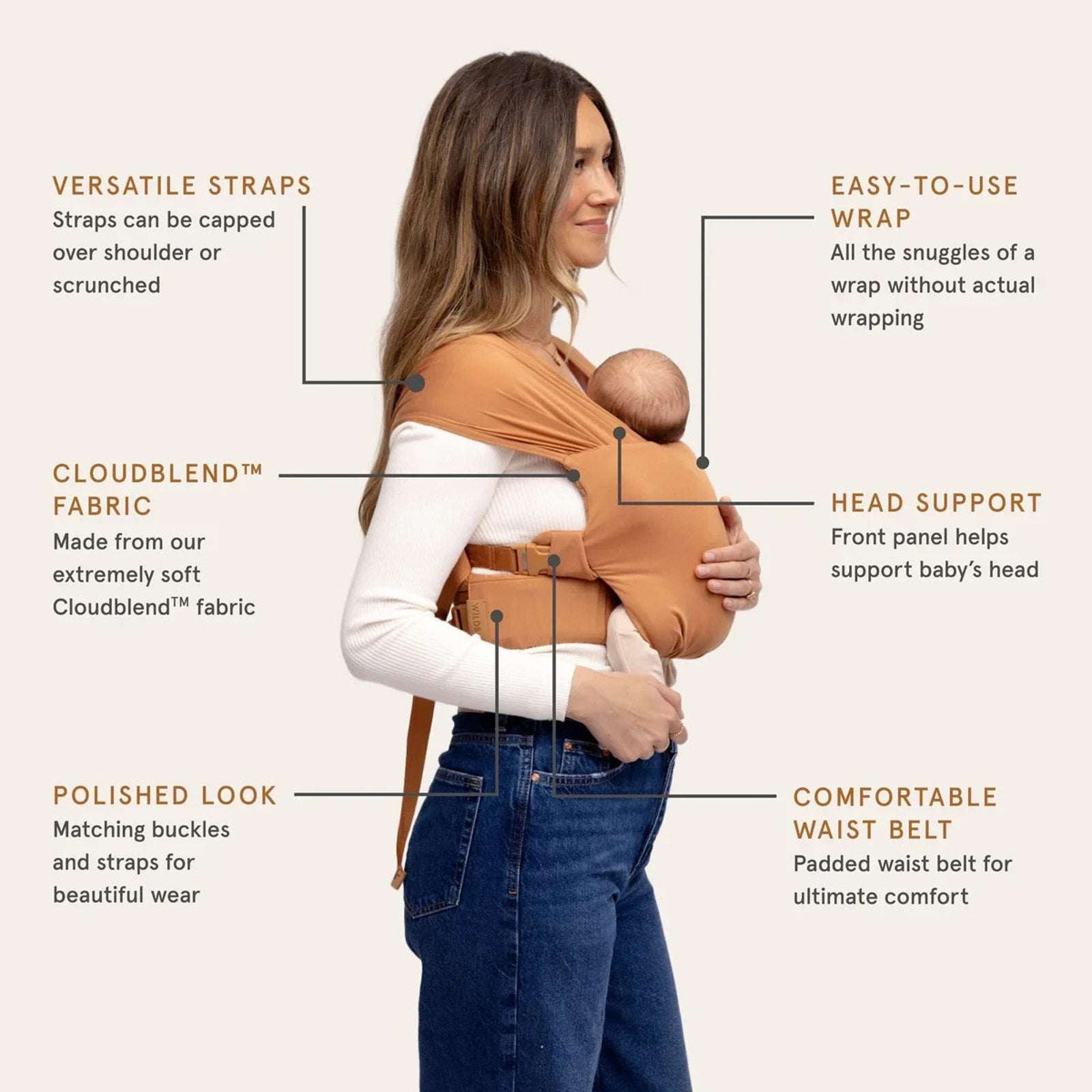 Wildbird Aerial Buckle Wrap Color - Sparrow Standard XS-XL Newborn Baby Carrier
