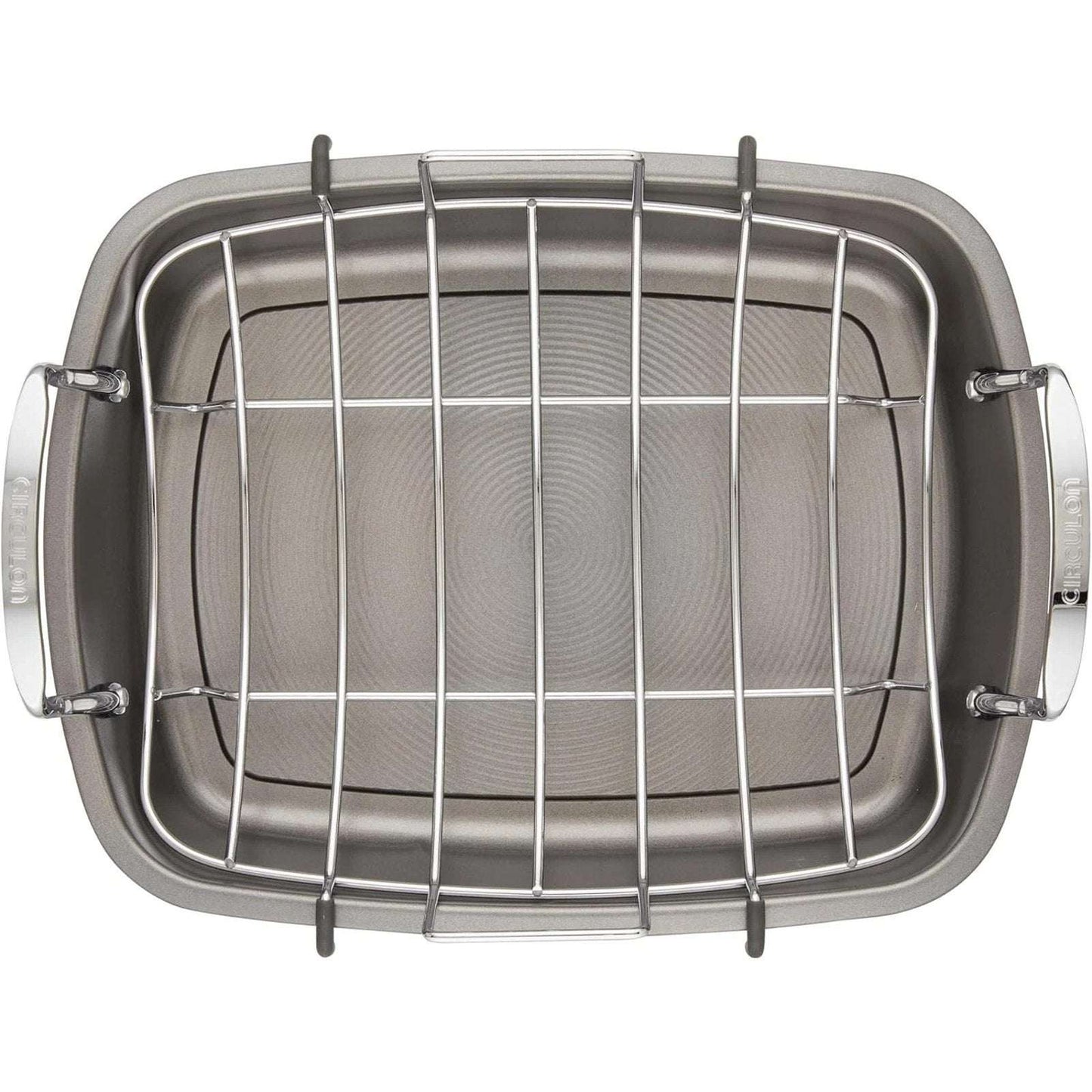 Circulon Nonstick Roasting Pan / Roaster w/ Rack - 17 Inch x 13 Inch 24lbs Gray