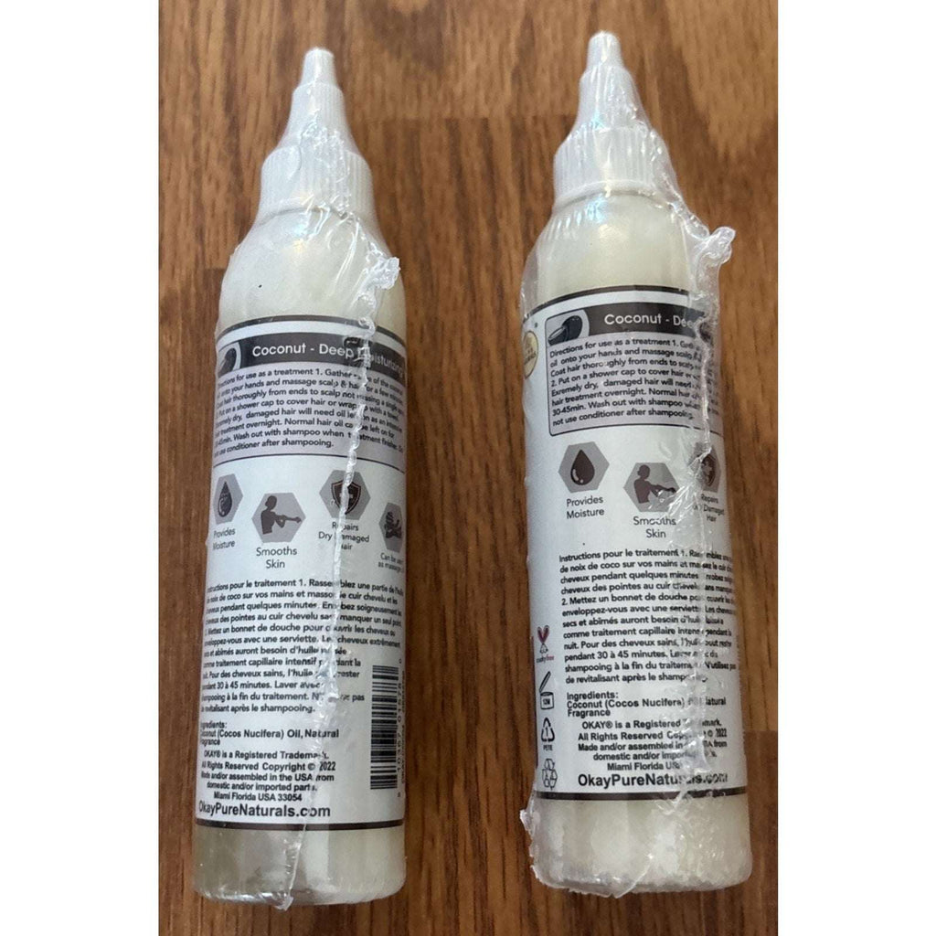 OKAY Pure Naturals 100% Coconut Oil For Hair & Skin w/ Tip Cap Bottle 2-Pack