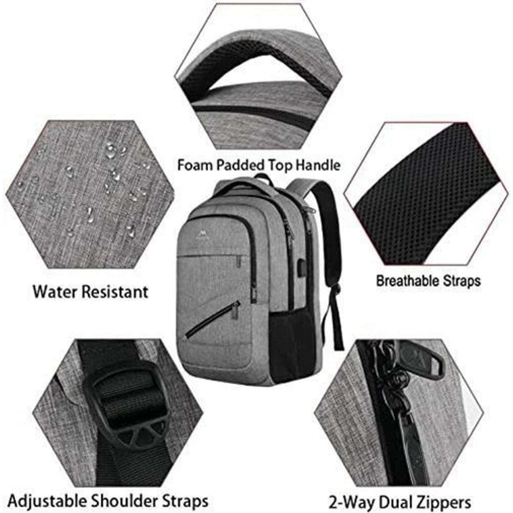 MATEIN 18.5 Inch Laptop TSA Approved Backpack, Extra Large Gray/Black w USB Port