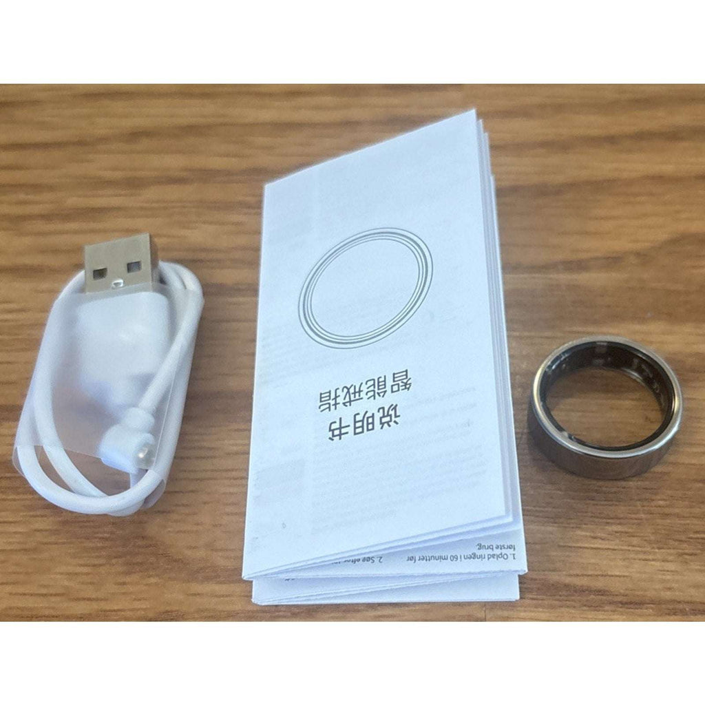 JRing Smart Ring Health Tracker Bluetooth Size 9 in Silver iOS & Android w/ App