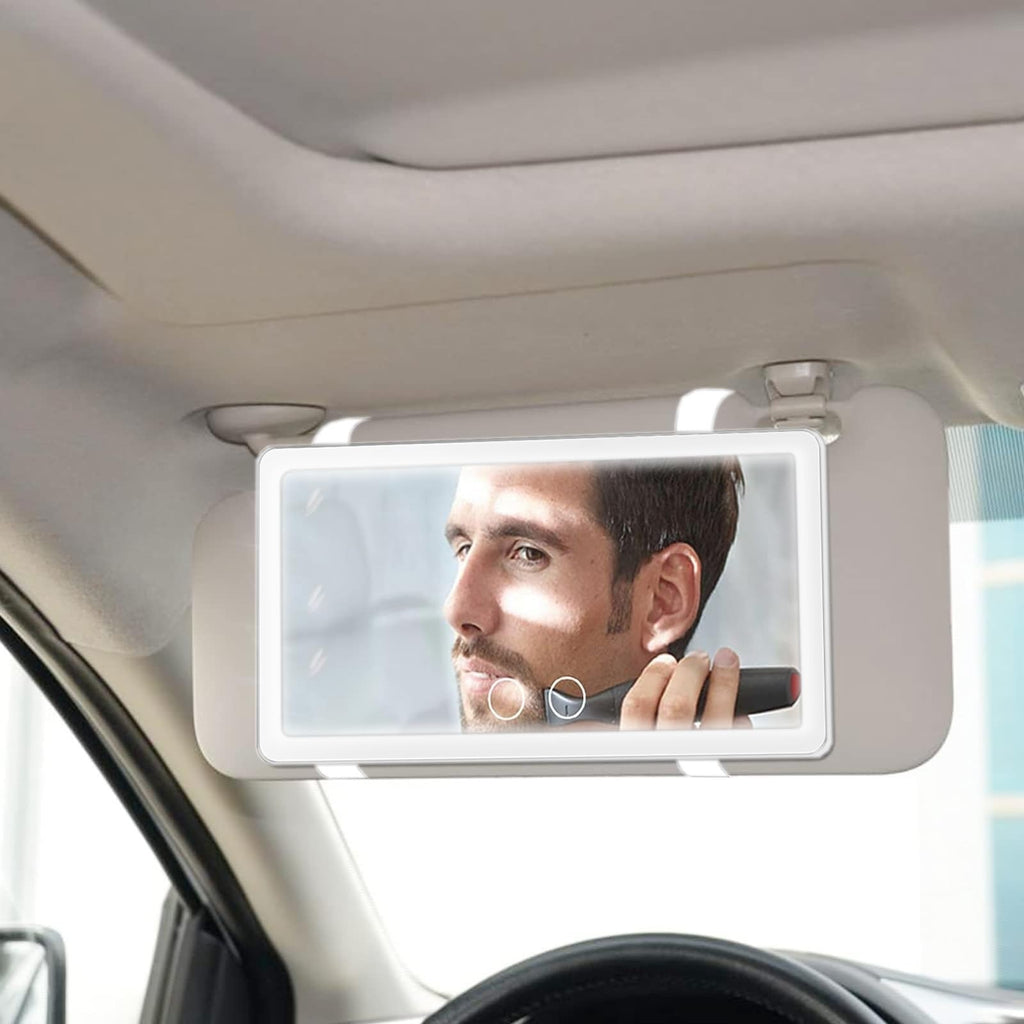 Car Sun Visor Vanity Mirror, Big Led Car Mirror w/ 3 Light Modes, 80 LEDs, Recha