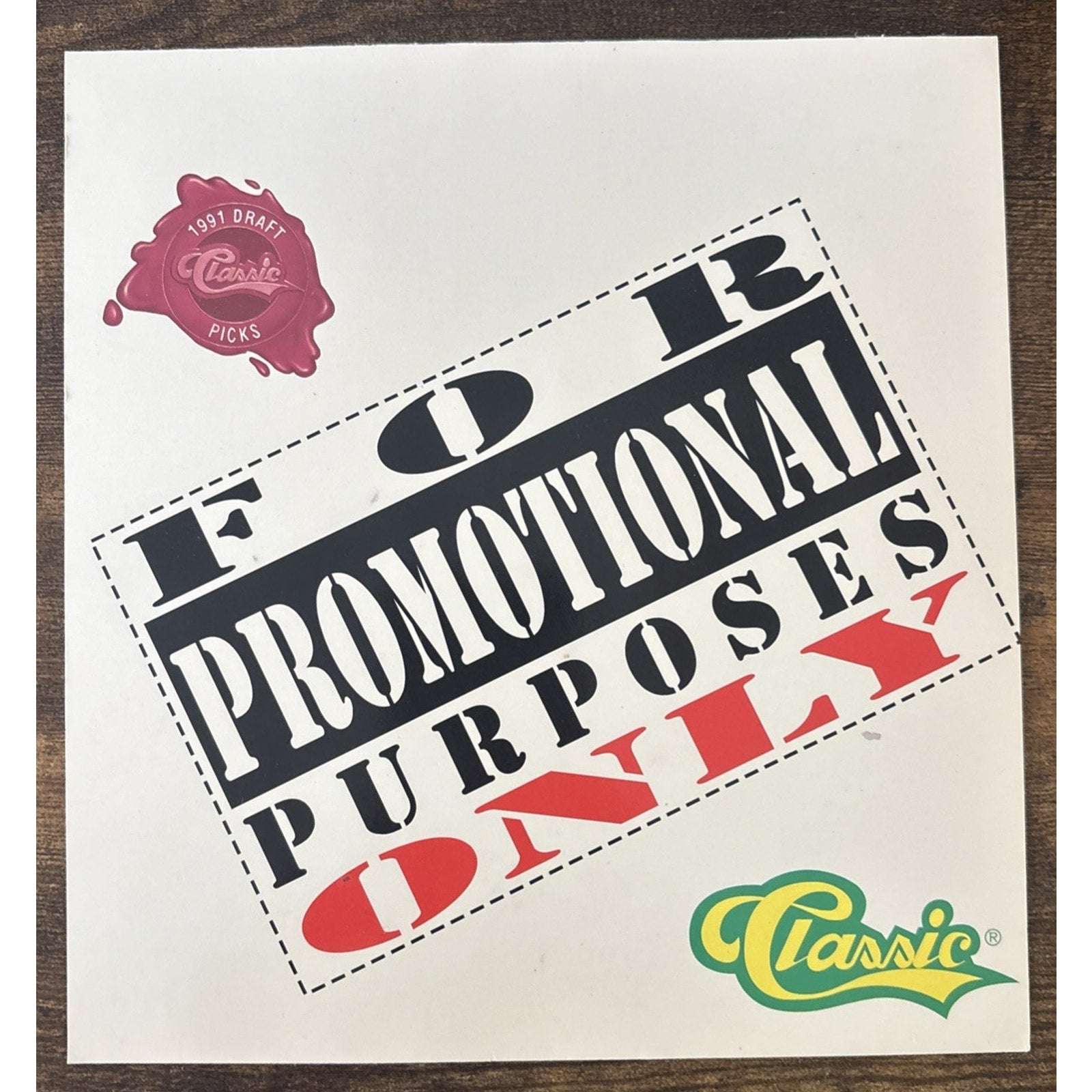 1991 Classic Draft Pick Collection Cards Promo Sheet