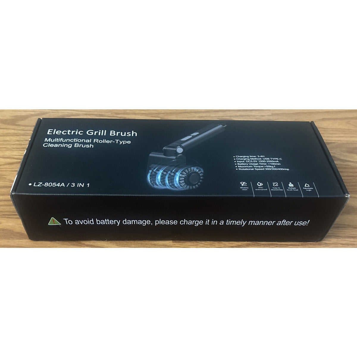 Electric Grill Brush Cordless Rechargeable BBQ Cleaner with 3 Speeds & 3 Heads