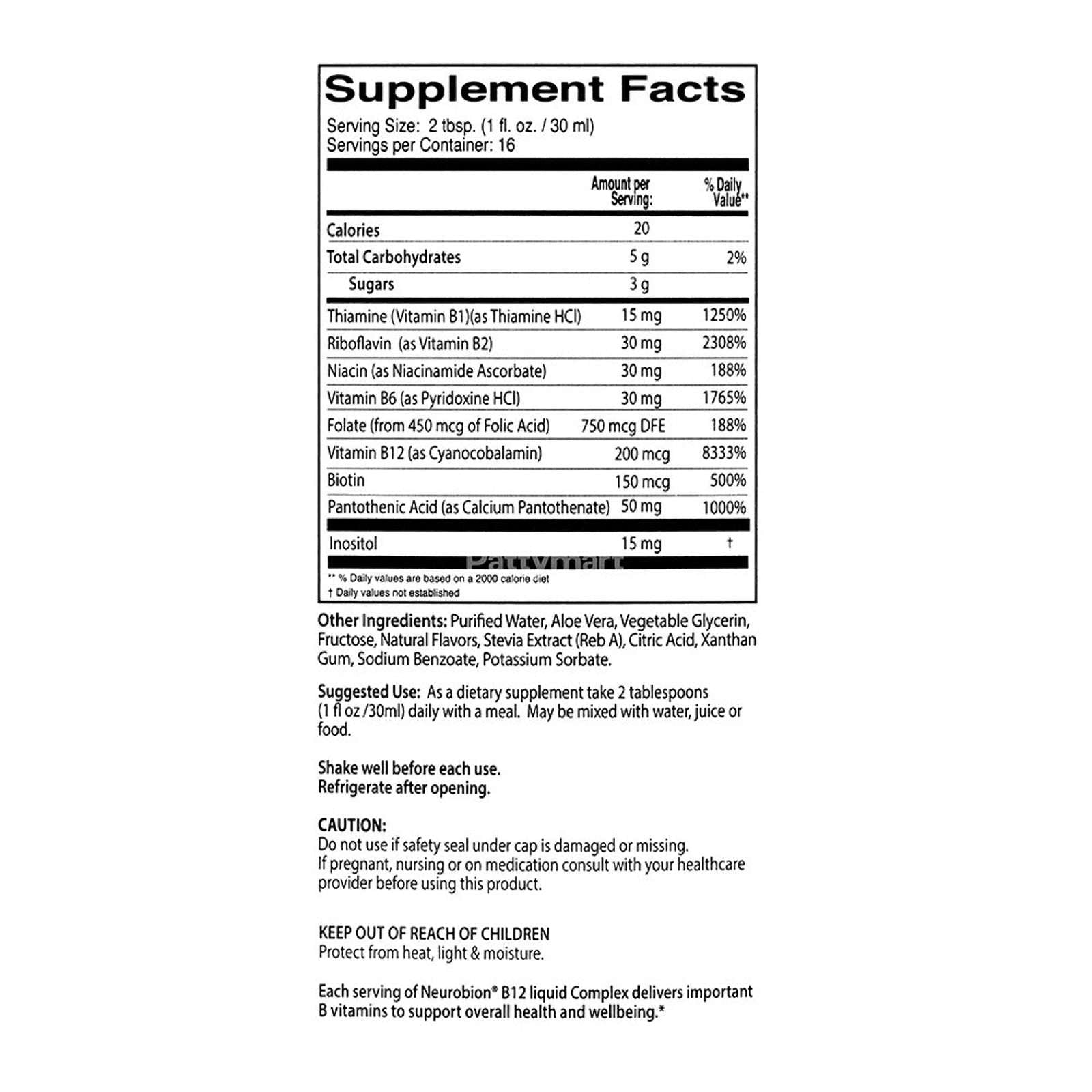 Neurobion B12 Complex Liquid Metabolism and Energy Supplement Vitamins, 16 fl oz