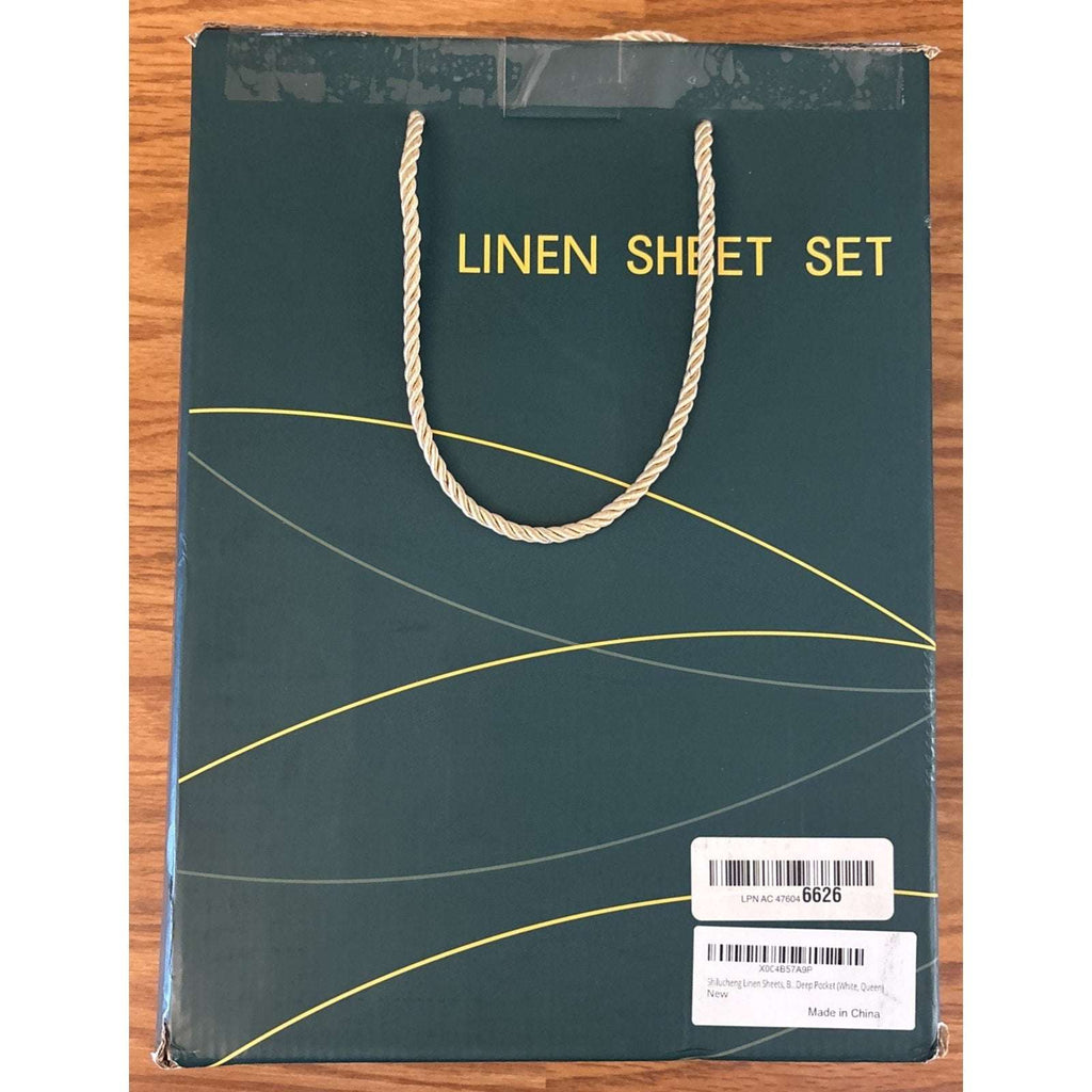 100% French Pure Linen Sheet Set Deep Pockets Queen Size Breathable & Cooling
