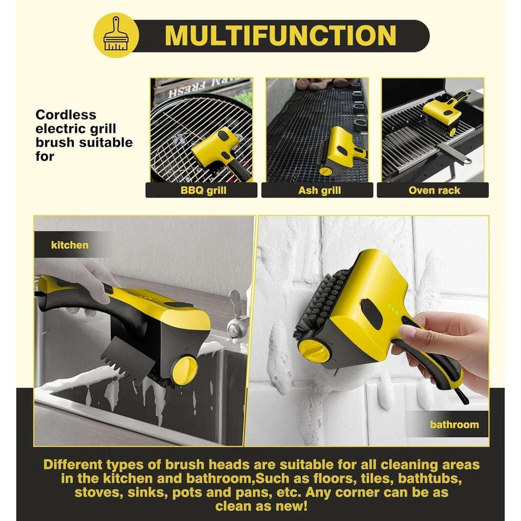Rechargeable Electric Grill Brush Scrubber Cordless Sprayer 360° Rotary Cleaner