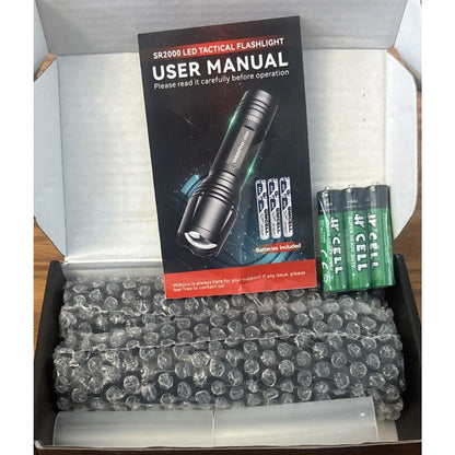 LED Tactical Flashlight 2 Pack, Waterproof, High Lumens, 5 Modes, Zoomable, SOS