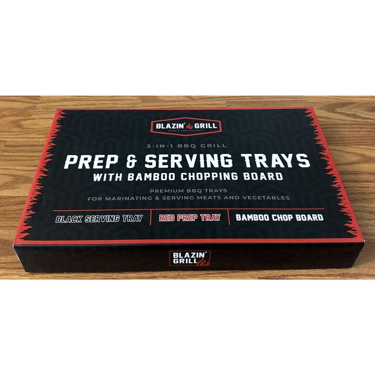 Melamine Grill Prep Serving Trays w/ Cutting Board 3PC Stackable BBQ Set