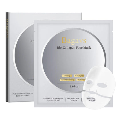 8 x Bagavs Collagen Face Mask Probiotics Hyaluronic Acid Firming Pore Minimizing