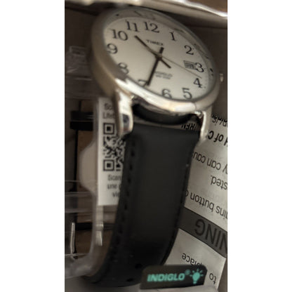 Timex Mens Easy Reader Indiglo Black Leather Watch 35mm Water Resistant T2H281
