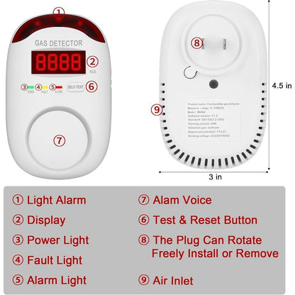 Colorwell WA886 Natural Gas Detector Plug-in Propane Gas Home RV Detector 2-Pack