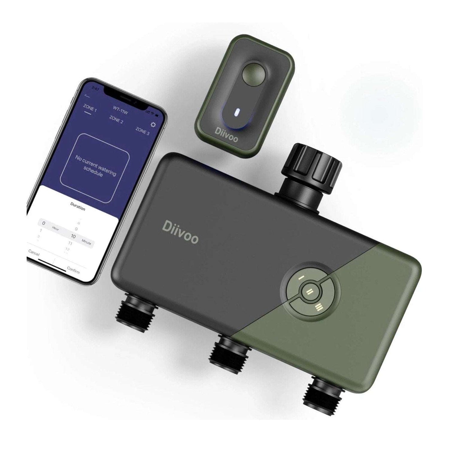 Diivoo WiFi Sprinkler Timer 3 Zone, Smart Water Hose Timer Comp w/ Alexa, Google