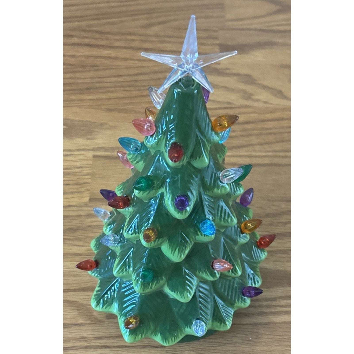 12.2" Ceramic Battery Operated Tabletop Christmas Tree with Multicolored Lights