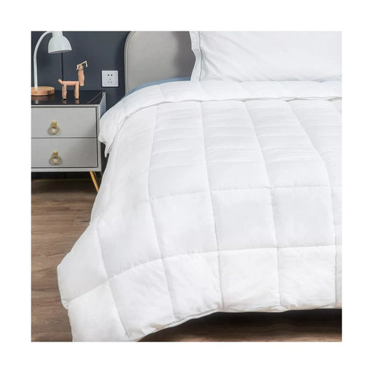 Quilted Down Alternative White Light 100% Cotton Comforter Duvet Insert - FULL