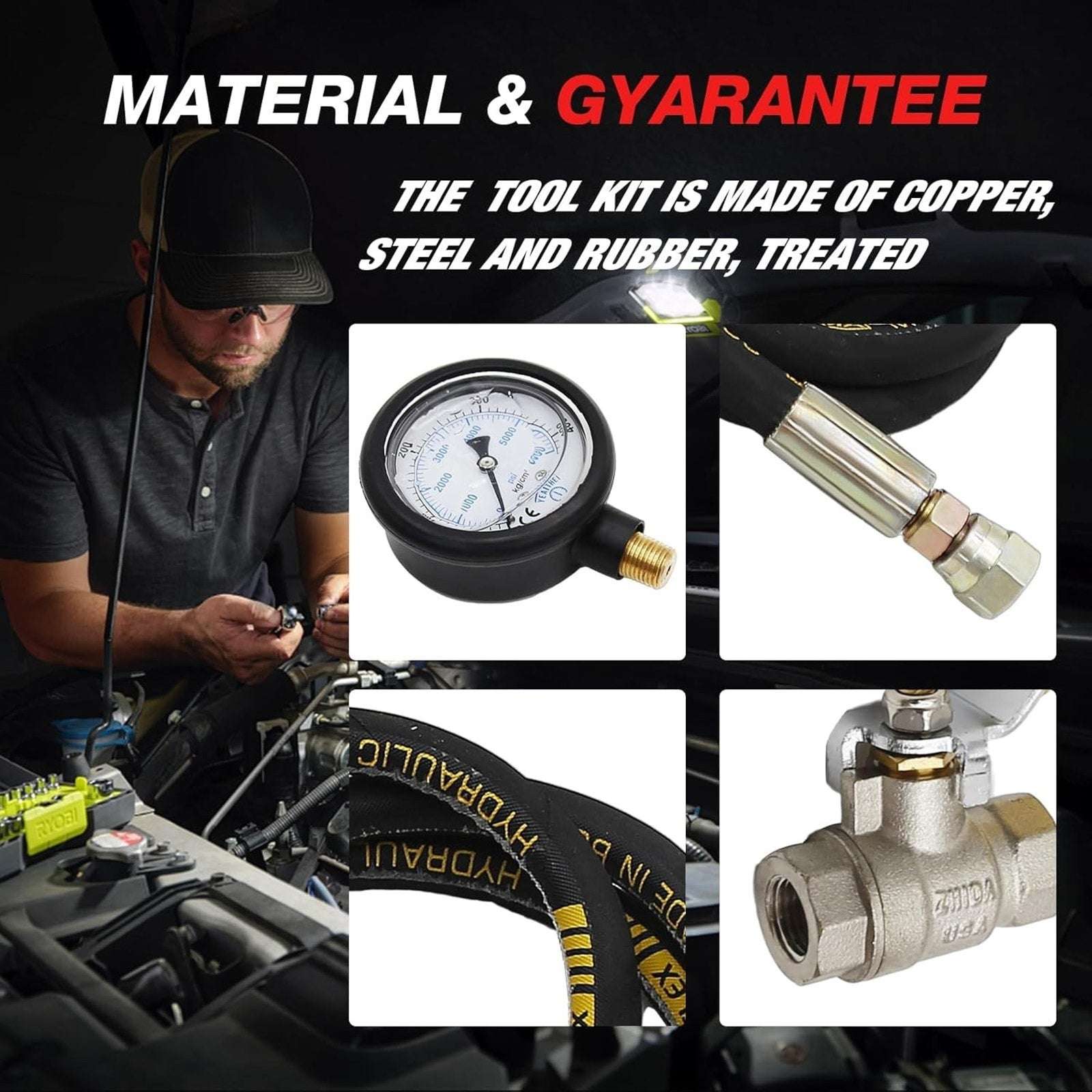 Ford F250 F350 6.0L & 7.3L Powerstroke 6000PSI Fuel Pressure Test Kit Hpop Gauge