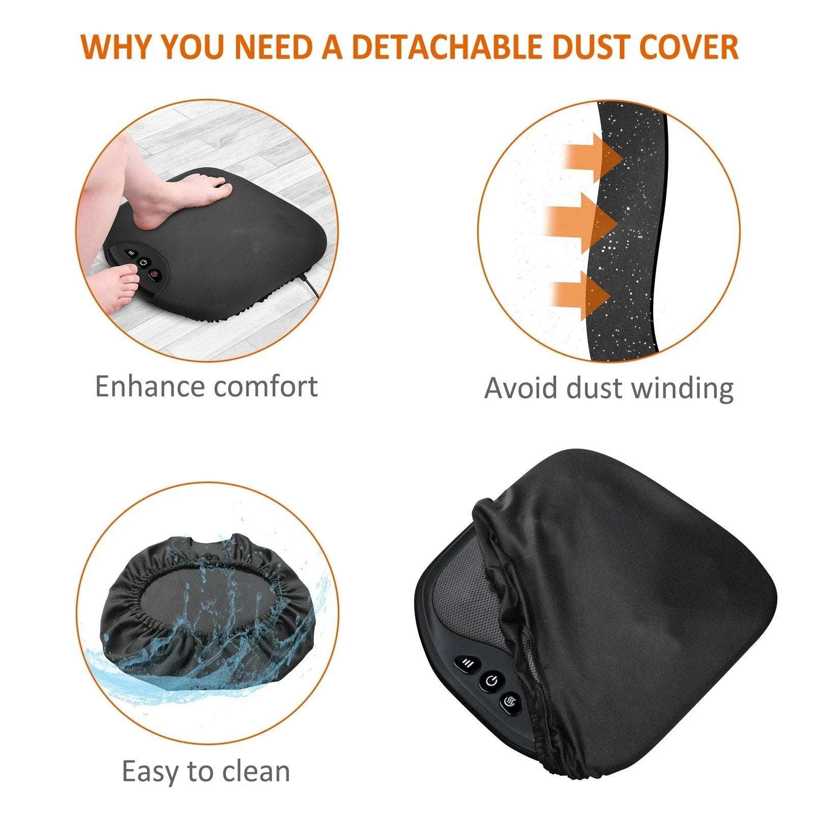 Snailax Shiatsu Foot Massager Deep Kneading Massager with Heat & Washable Cover