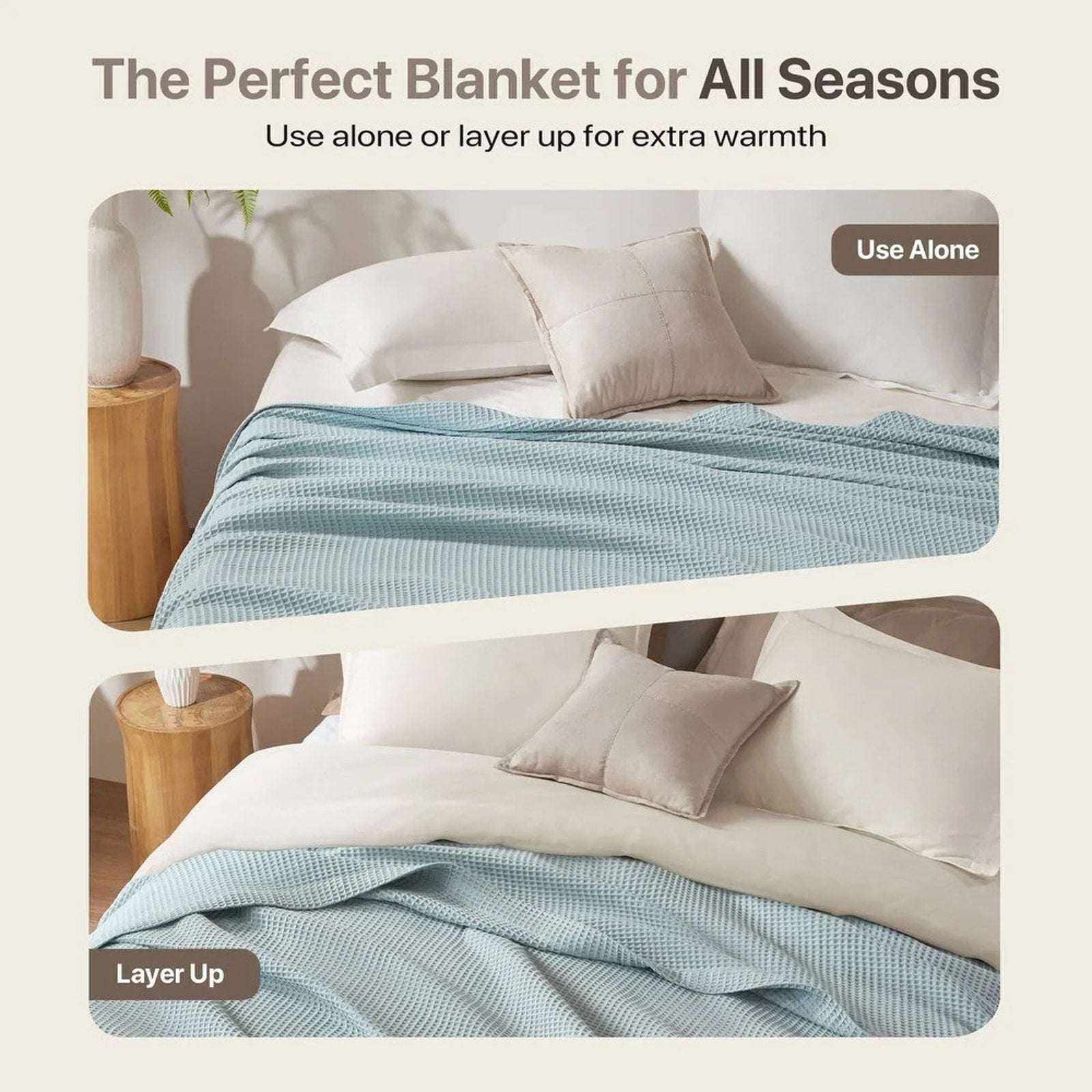 Madison Park 100% Cotton Ultra Soft Breathable Waffle Blanket Full/Queen - Aqua
