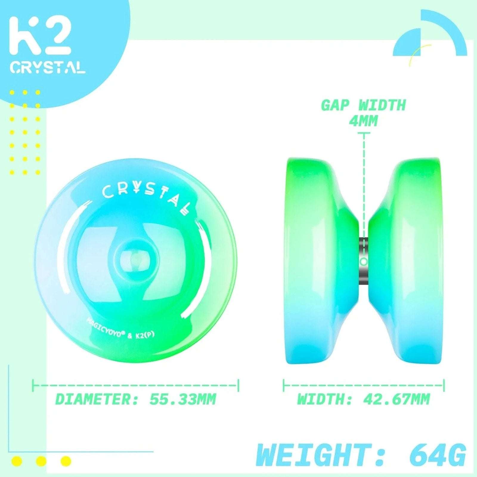 MAGICYOYO Crystal K2 Professional Responsive YOYO Kit Tools & Case Blue Green